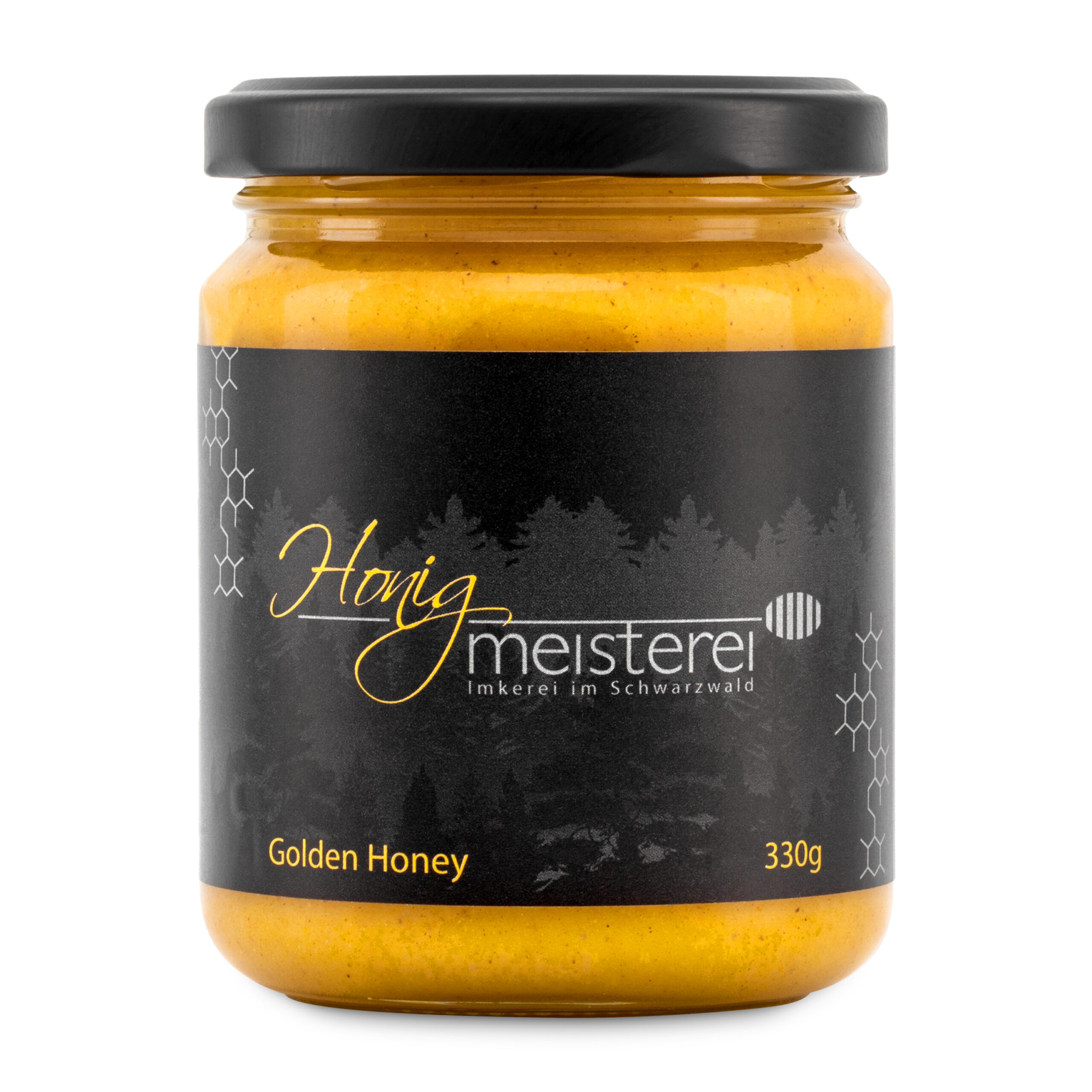 Golden Honey 330 g – Honigmeisterei Golden Honey mit Kurkuma und Gewürzen im 330-g-Glas – Honigmeisterei